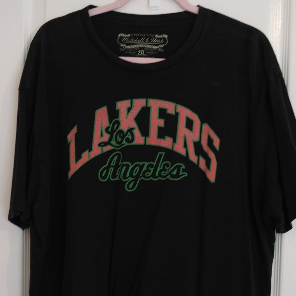 Mitchell & Ness LA Lakers Black w/ Red & Green Shirt, Size XXL